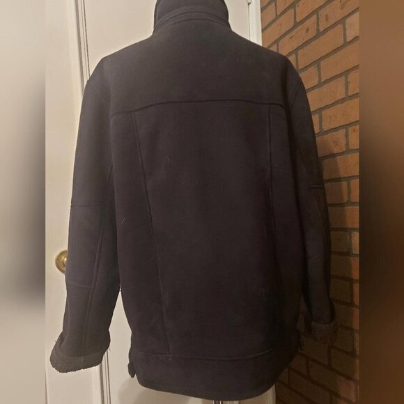 Streetwear Aviator Jacket Black Sherpa Lined Vintage Bomber - Picture 4 of 12